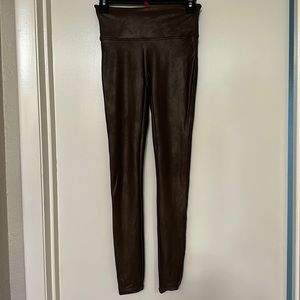 Spanx faux leather leggings brown